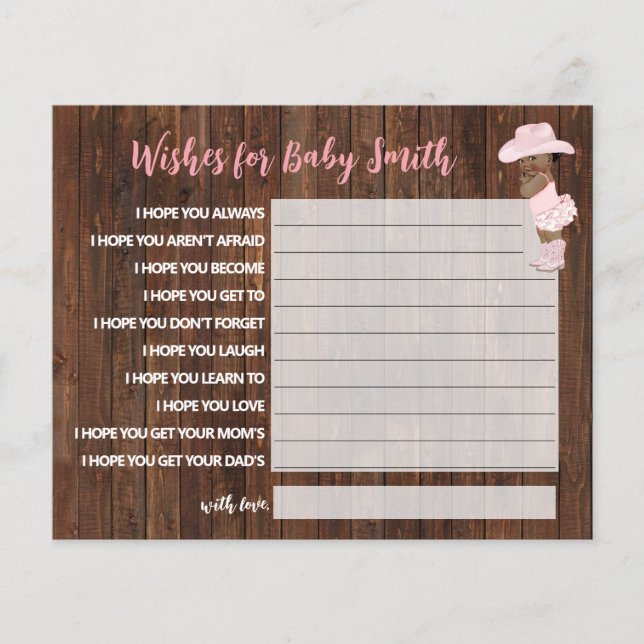 Wishes for the Baby AA Cowgirl Baby Shower Card Flyer (Front)