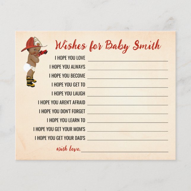 Wishes for the Baby AA Fireman Baby Shower Card Flyer (Front)