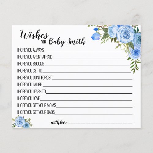 Wishes for the Baby Blue Flowers Baby Shower card Flyer