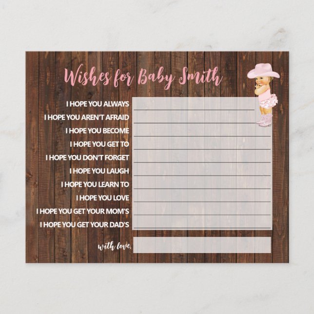 Wishes for the Baby Cowgirl Baby Shower Card Flyer (Front)