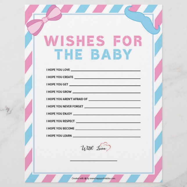 Wishes For The Baby [Gender Surprise] Letterhead (Front)
