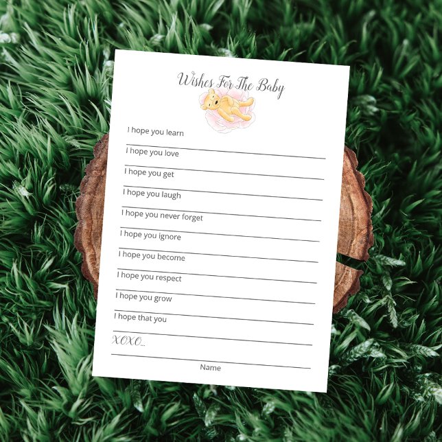 Wishes For The Baby Girl Teddy Bear Card (Creator Uploaded)