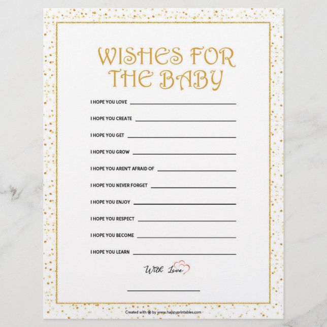 Wishes For The Baby [Golden Sparkles] Letterhead (Front)