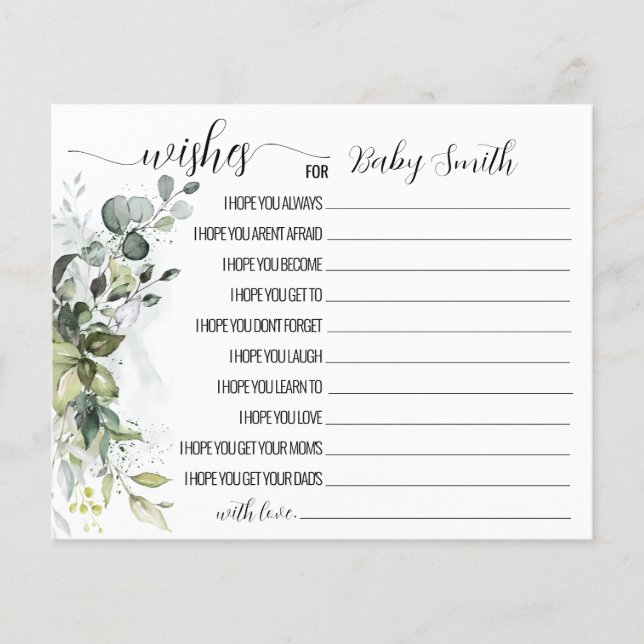 Wishes for the Baby Greenery Baby Shower card Flyer (Front)