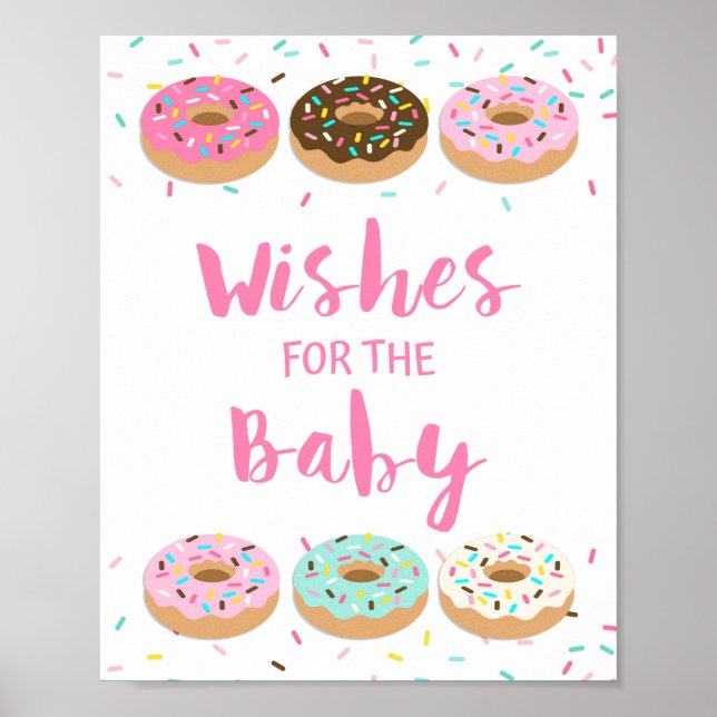 Wishes for the Baby Pink Donut Sprinkle Sign (Front)