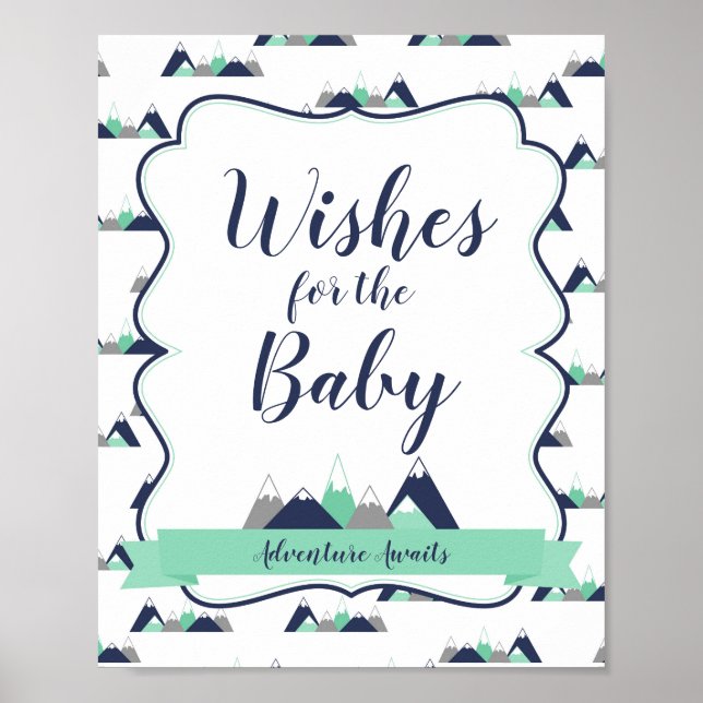 Wishes for the Baby Sign Mountains themed shower (Front)
