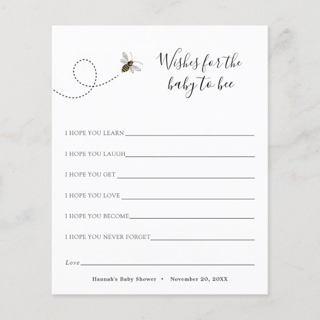 Wishes for the Baby to Bee (Front)