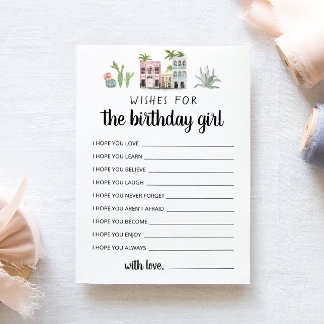 Wishes for the Birthday girl Birthday Party Card (Creator Uploaded)
