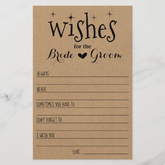  Wishes for the Bride and Groom Card Zazzle.com