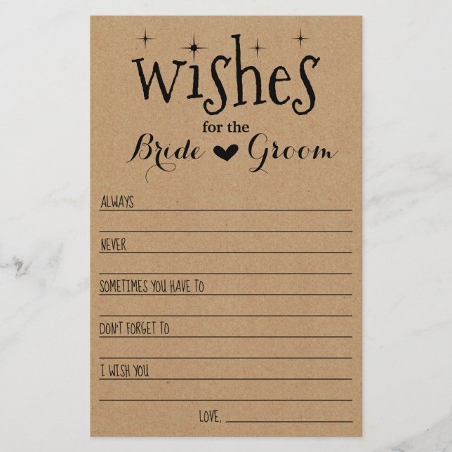 Wishes for the Bride and Groom Card Flyer (Front)