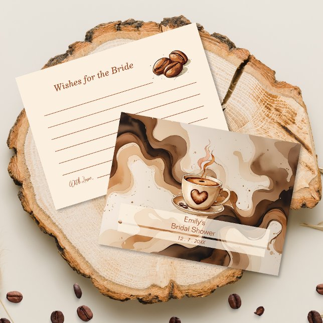 Wishes for the Bride Rustic Coffee Bridal Shower  Enclosure Card (Creator Uploaded)