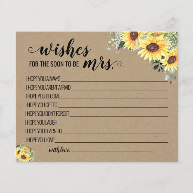 Wishes for the Mrs Greenery Sunflowers Card Flyer (Front)
