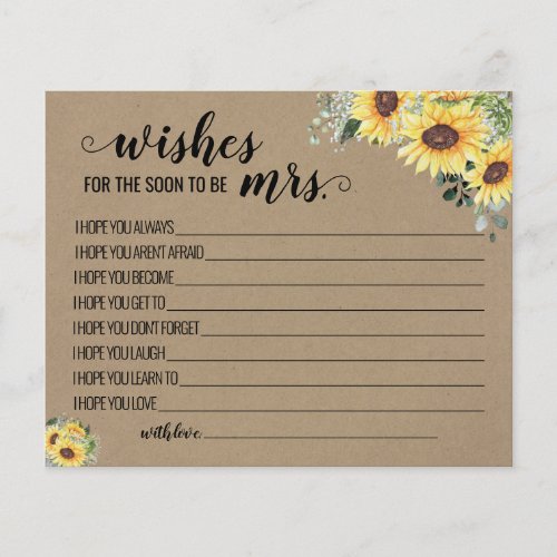 Wishes for the Mrs Greenery Sunflowers Card Flyer