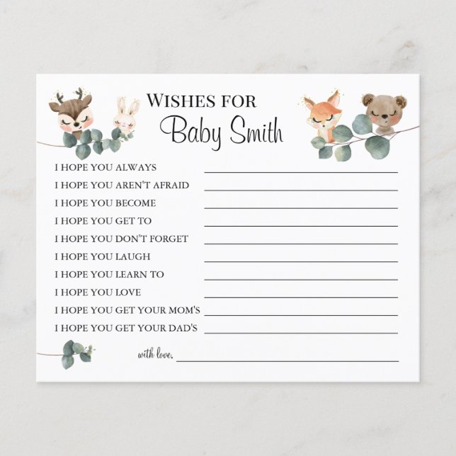 Wishes for the New Baby woodland baby shower card Flyer (Front)