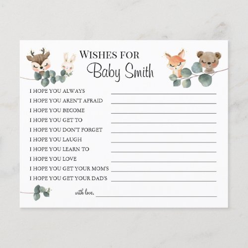 Wishes for the New Baby woodland baby shower card Flyer