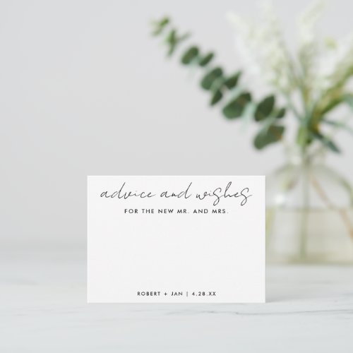 Wishes For The New Mr  Mrs Wedding Minimalist Advice Card