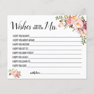 Wishes for the Soon to be Mrs advice card