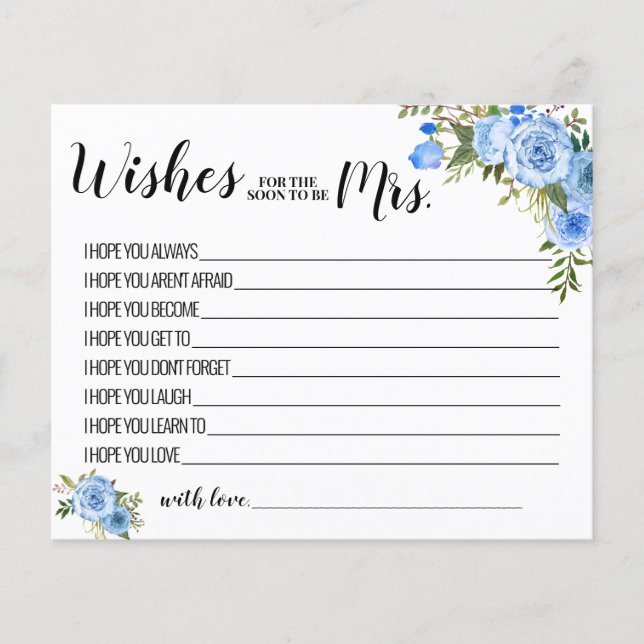 Wishes for the Soon to be Mrs Advice Card Flyer (Front)