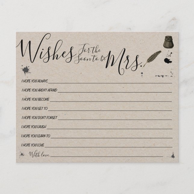 Wishes for the Soon to be Mrs Bridal Shower card Flyer (Front)