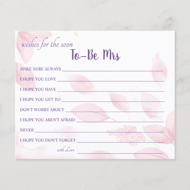 Wishes for the soon To-Be Mrs Bridal Shower Card Flyer (Front)