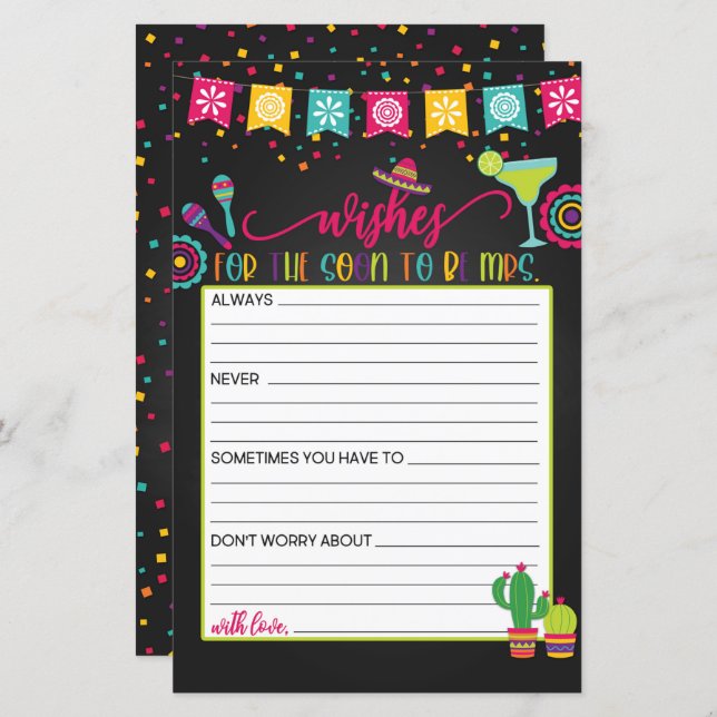 Wishes for the Soon to Be Mrs. - Fiesta (Front/Back)
