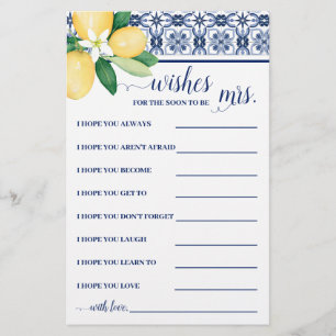 Wishes for the Soon to be Mrs Mediterranean Lemons Flyer