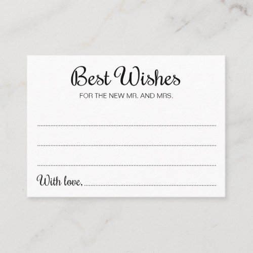 Wishes Mr Mrs Black White Wedding Guest Book Card