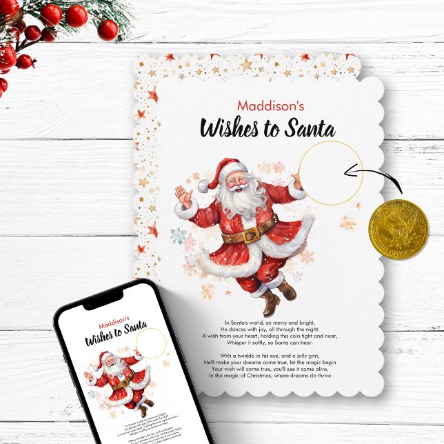 Wishes to Santa DIY Coin Card Personalized Name  (Wishes to Santa DIY Coin Card Personalized Name  christmas childrens gift magic northpole letter fun)