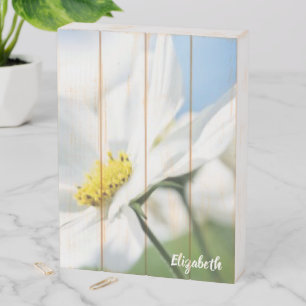 Wishes with White Daisies Personalized Wooden Box Sign