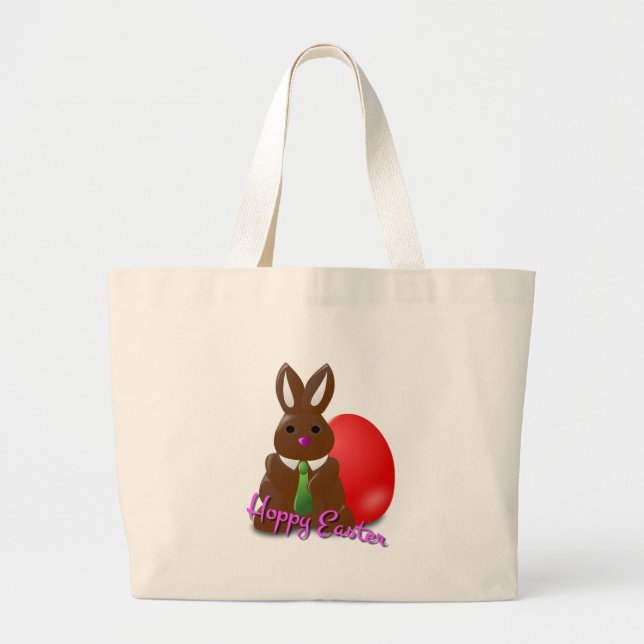 Wishes You a Hoppy Easter  Large Tote Bag (Front)