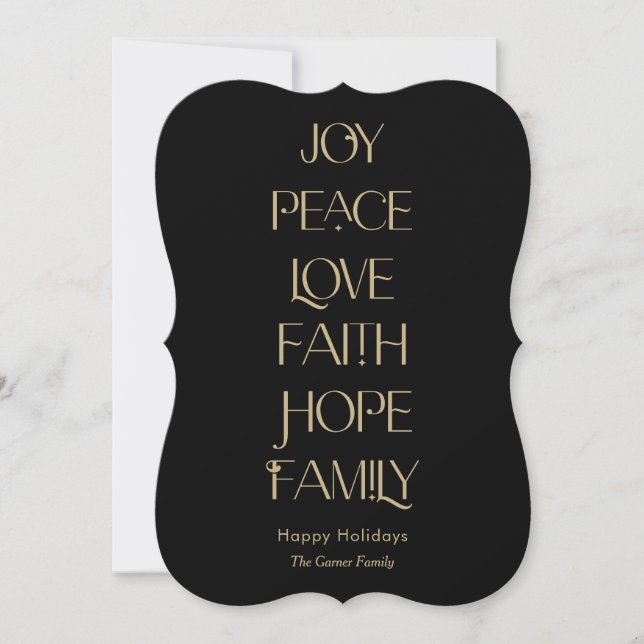 Wishful Words EDITABLE COLOR No Photo Holiday Card (Front)