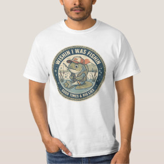 Wishin' I Was Fishin' – Vintage Retro Lake Fishing T-Shirt