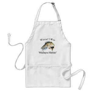 Wishin I Was Walleye Fishin Adult Apron