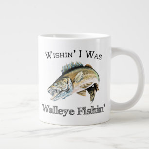 Wishin I Was Walleye Fishin Giant Coffee Mug
