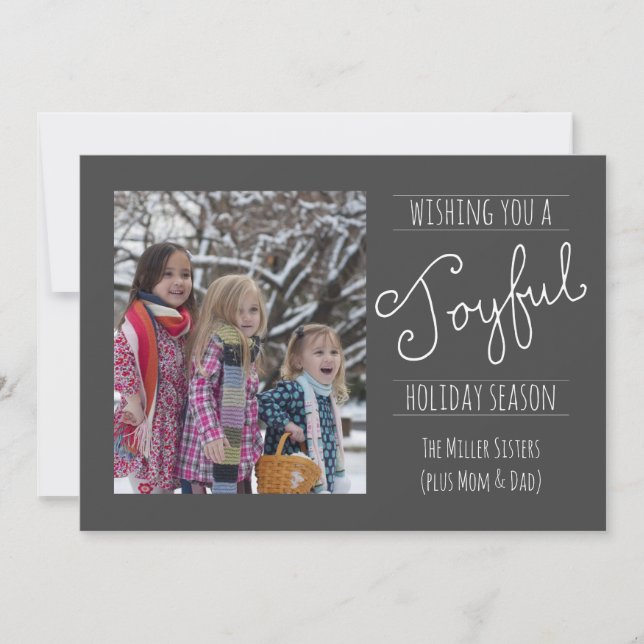 Wishing a Joyful Holiday Modern Photo Card (Front)