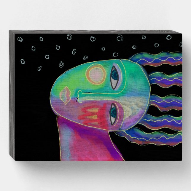 Wishing Abstract Digital Painting Wooden Box Sign (Front Horizontal)