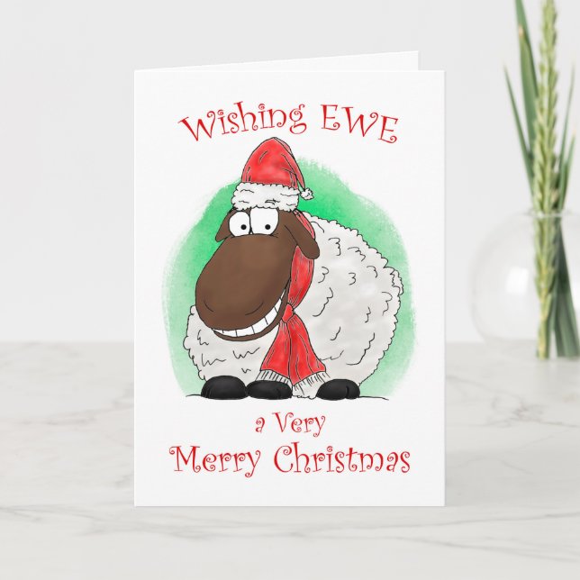 Wishing Ewe Sheep Merry Christmas Card (Front)
