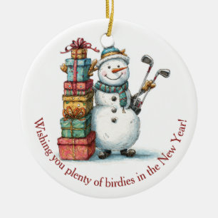 Wishing for Birdies! – Smiling Snowman Ornament