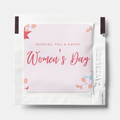 Wishing happy womens day pink hand sanitizer packet