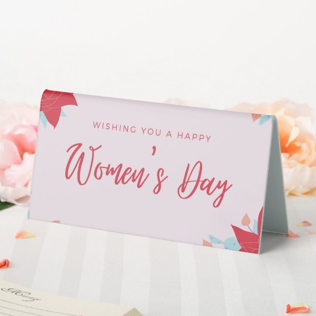 Wishing happy women's day pink table tent (In SItu (Wedding))