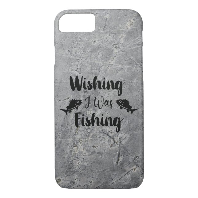 Wishing I was fishing funny quote Case-Mate iPhone Case (Back)
