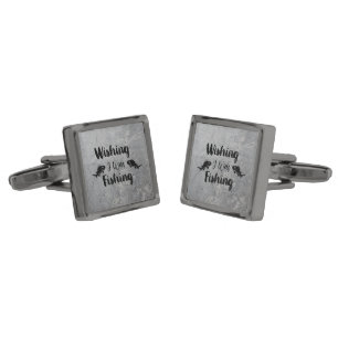 Wishing I was fishing funny quote Cufflinks