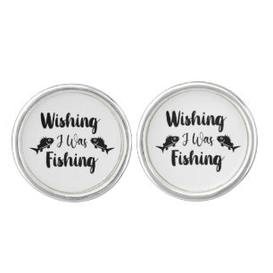 Wishing I was fishing funny quote Cufflinks