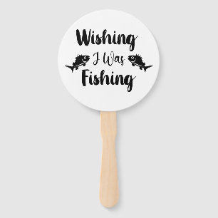 Wishing I was fishing funny quote Hand Fan
