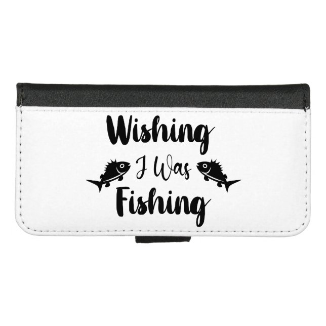Wishing I was fishing funny quote iPhone Wallet Case (Front (Horizontal))