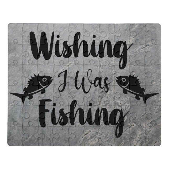 Wishing I was fishing funny quote Jigsaw Puzzle (Puzzle Horizontal)