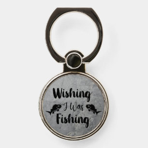 Wishing I was fishing funny quote Phone Ring Stand