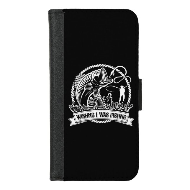 Wishing I Was Fishing iPhone Wallet Case (Front)