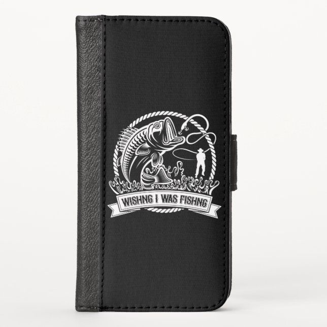 Wishing I Was Fishing iPhone Wallet Case (Front)