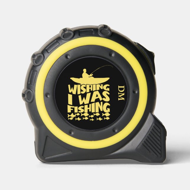 Wishing I Was Fishing Silhouette Monogram Tape Measure (Front)